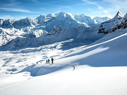 ski touring in courchevel 1850 with a ski instructor